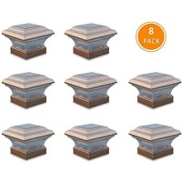 Oukaning Solar Post Lights Waterproof Outdoor Cap Lights For 4 X 4 Wooden Post, Deck, Patio, Garden, Decor Or Fence | White Led Lights, 8-Pack