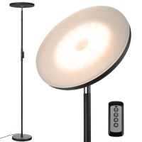 Joofo Floor Lamp,30W/2400Lm Sky Led Modern Torchiere 3 Color Temperatures Super Bright Floor Lamps-Tall Standing Pole Light With Remote & Touch Control For Living Room,Bed Room,Office (Rocky Black)