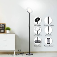 Joofo Floor Lamp,30W/2400Lm Sky Led Modern Torchiere 3 Color Temperatures Super Bright Floor Lamps-Tall Standing Pole Light With Remote & Touch Control For Living Room,Bed Room,Office (Rocky Black)