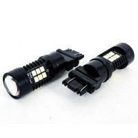 (W) Pack Of 2 White 3157 Led Light Bulb 3-Sided Dual Intensity 21Smd Projector Lens Running Tail Brake Light 12V