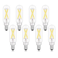 Aielit 2-Watt T8 Led Candle Light Bulb Dimmable, E12 Small Chandelier Base, 25W Equivalent Tube Led Filament Bulbs For Hallway, Wall Sconces, Porch, Soffit, Bright White 5000K, 8Pcs