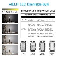 Aielit 2-Watt T8 Led Candle Light Bulb Dimmable, E12 Small Chandelier Base, 25W Equivalent Tube Led Filament Bulbs For Hallway, Wall Sconces, Porch, Soffit, Bright White 5000K, 8Pcs