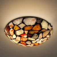 Artzone Natural Stone Flush Mount Ceiling Light, 12