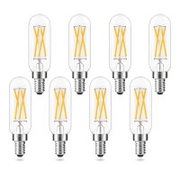 Aielit T8 4W Classic Led Tube Light Bulb, E12 Mini Candle Base, Tube Edison-Style Filament Bulb 40-Watt Equivalent For Office, Shopping Malls, 400 Lm, Clear Glass, Soft White 3000K, 8 Pack