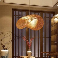 Gxf Bamboo Bird'S Nest Pendant Light, Retro Japanese Style E26 E27 Chandelier Hanging Light Ceiling Lighting Fixture For Living Room Bedroom Restaurant Cafe Teahouse Bar Dining Room Club