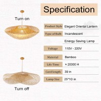 Gxf Bamboo Bird'S Nest Pendant Light, Retro Japanese Style E26 E27 Chandelier Hanging Light Ceiling Lighting Fixture For Living Room Bedroom Restaurant Cafe Teahouse Bar Dining Room Club