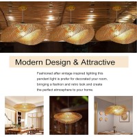 Gxf Bamboo Bird'S Nest Pendant Light, Retro Japanese Style E26 E27 Chandelier Hanging Light Ceiling Lighting Fixture For Living Room Bedroom Restaurant Cafe Teahouse Bar Dining Room Club