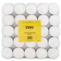 Tea Lights Candles 4 Hour Burn (100 Pack) - White T Lights - European Made Smokeless & Unscented Candles 38 X 23 Cm - 4Hr - Zuvo