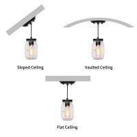 Jhlbyl Glass Mason Jar Light Fixture, 1-Light Adjustable Farmhouse Kitchen Island Pendant Light Farmhouse Lamp For Kitchen Barn Farmhouse Dining Room