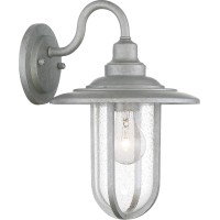 Minka Lavery 73191-715 Signal Park Clear Seeded Glass Outdoor Wall Sconce, 1-Light 100 Watt, Galvanized, 13