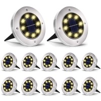 Aogist Solar Ground Lights 12 Packs, 8 Led Solar Garden Lights, Waterproof Outdoor Solar Disk Lights, In-Ground Outdoor Landscape Lights For Pathway Yard Walkway Patio Lawn Path (Warm White)