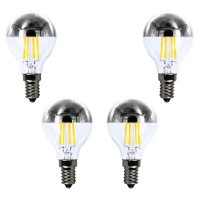 4 Pack Of Dimmable G45 Edison Led Bulbs, Silver Tipped Vintage Led Filament Bulbs With E14 Candelabra Base, Half Chrome Led Decorative Light, Warm White 2700K, Equivalent To 40W, Ac110V