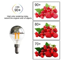 4 Pack Of Dimmable G45 Edison Led Bulbs, Silver Tipped Vintage Led Filament Bulbs With E14 Candelabra Base, Half Chrome Led Decorative Light, Warm White 2700K, Equivalent To 40W, Ac110V