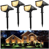 Jior Solar Landscape Spotlights Outdoor 32 Led Ip65 Waterproof Solar Powered Wall Lights 2-In-1 Adjustable Lights For Garden Yard Driveway Walkway Pool Patio 4 Pack (Warm White)