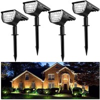 Jior Solar Landscape Spotlights Outdoor 32 Led Ip65 Waterproof Solar Powered Wall Lights 2-In-1 Adjustable Lights For Garden Yard Driveway Walkway Pool Patio 4 Pack (Cold White)