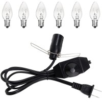 Ohlgt Salt Lamp Cord Replacement 1 Pack With Dimmer Switch 5 Feet Lamp Cord And 6-Pack Halogen Salt Lamp Bulbs(15 Watts)