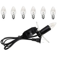 Ohlgt 1 Pack Salt Lamp Cord Replacement With Dimmer Switch 5 Feet Lamp Cord And 6-Pack Halogen Salt Lamp Bulbs(15 Watts)