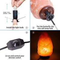 Ohlgt 1 Pack Salt Lamp Cord Replacement With Dimmer Switch 5 Feet Lamp Cord And 6-Pack Halogen Salt Lamp Bulbs(15 Watts)