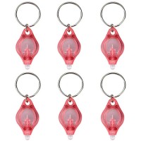 Raysoar (Pack Of 6) Mini Led Keychain Flashlight, Red Keychain Light - Red Light With Red Shell