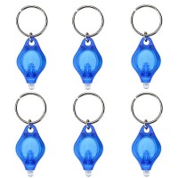 Raysoar (Pack Of 6) Mini Blue Led Keychain Flashlight, Blue Light Keychain Flashlight, Blue Keychain Flashlight, Blue Keychain Light - Blue Light With Blue Shell