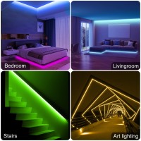 Auplf Led Strip Lights 50Ft, 5050 Rgb Color Changing Strip Lights For Bedroom With 24V Power Adapter, Dimmable Led Strip Lights With 44 Keys Remote For Birthday Party Decor