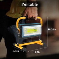 Tresda 100W Cob Rechargeable Work Light, 7000Lm Cordless Led Work Lights, Waterproof Portable Flood Light With Stand For Outdoor Camping, Hiking, Garage, Car Repairing, Workshop Job Site Lighting