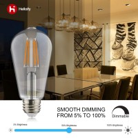 Helloify St64 Led Filament Bulbs, 100W Equivalent, Edison Vintage Dimmable Energy Efficient Lamp For Pendant Wall Light Fixtures Office Bedroom Bathroom, E26 Base, Warm White 2700K, 4Pcs