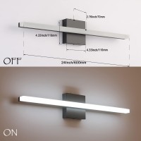 Temgin Bathroom Lights Over Mirror 24Inch Led Vanity Lights Bar 14W Modern Light Fixture For Bathroom Black Cool White 6000K