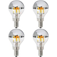 Maotopcom E12 Half Chrome Light Dimmable 4W(40W Equivalent) Led Candelabra Bulbs, Warm White 2700K 400Lm G14(G45) Filament Vintage Bulb With Silver Mirror, Decorative Edison Globe Bulb, 4 Pack