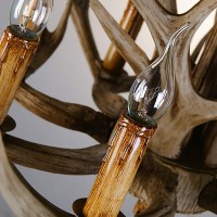 Deer Horn Antlers Chandelier 8 Light, Rustic Resin Chandelier For Kitchen Island Dining Room Foyer Study Room Antler Chandelier Lighting