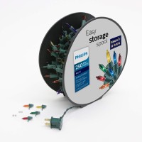 Philips 250 Remains Lit Incandescent Multicolor Mini Christmas Lights On Green Wire Easy Storage Spool - Ul Listed For Indoor/Outdoor Use - 59.33' Length With 2.75