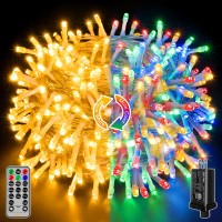 Ollny Christmas String Lights Indoor Outdoor 200Led66Ft Multicolored To Warm White Color Changing With Remote Control Timer 11