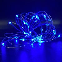 Pack 2 Battery Operated Mini Led String Light,Indoor Fairy Lights With Timer 6Hours On/18Hours Off For Halloween Christmas Lighting Decorations,30 Count Leds,10Feet Silver Wire (Blue Color)