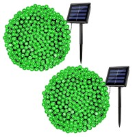 Maokot Solar Christmas Lights, 72Ft 200 Led Solar String Lights, 8 Modes Solar Christmas Lights Outdoor Waterproof For Garden Party Fence Christmas Tree Decor(Green) -2 Packs