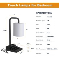 Bedroom Lamps For Nightstand 3 Color Temperature Nightstand Lamp Bedside Lamps With Dual Usb Ports And Outlet Modern Table Lam