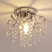 Qs Small Crystal Chandelier Flush Mount Ceiling Light Fixtures Modern Mini Chandelier Light Fixture For Hallway Entryway Bedroo