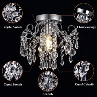 Qs Small Crystal Chandelier Flush Mount Ceiling Light Fixtures Modern Mini Chandelier Light Fixture For Hallway Entryway Bedroo