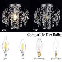 Qs Small Crystal Chandelier Flush Mount Ceiling Light Fixtures Modern Mini Chandelier Light Fixture For Hallway Entryway Bedroo