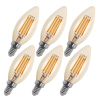 2W Candelabra Led Bulbs Dimmable, 20 Watt Equivalent, E12 Base, 2200K Warm White, B10/B11 C35 Filament Led Candle Light Bulbs Amber Glass 6 Pack