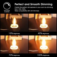 2W Candelabra Led Bulbs Dimmable, 20 Watt Equivalent, E12 Base, 2200K Warm White, B10/B11 C35 Filament Led Candle Light Bulbs Amber Glass 6 Pack