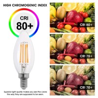 2W Candelabra Led Bulbs Dimmable, 20 Watt Equivalent, E12 Base, 2200K Warm White, B10/B11 C35 Filament Led Candle Light Bulbs Amber Glass 6 Pack