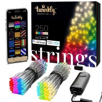 Twinkly Strings - App-Controlled Led Christmas Lights With 250 Rgb+W (16 Million Colors + White) Leds. 65.6 Feet. Clear Wire. Indoor And Outdoor Smart Lighting Decoration