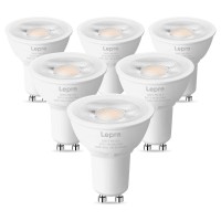 Lepro Gu10 Led Bulb Dimmable, 50W Halogen Equivalent Light Bulbs, 5.5W 3000K Soft Warm Light Replacement For Recessed Track Lighting,40Spotlight For Kitchen Range Hood Living Room & Bedroom, 6 Pack