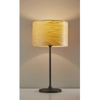 An interpretation of Scandinavian design this table lamp features a matte white modified tulipstyled base and body and is topped with a hardback drum shade of white Japanese paper The horizontal striped paper adds subtle pattern that is highlighted when l