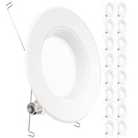 Sunco Lighting 16 Pack 5/6 Inch Led Can Lights Retrofit Recessed Lighting, Baffle Trim, Dimmable, 5000K Daylight, 13W=75W, 965 Lm, Damp Rated, Replacement Conversion Kit - Ul Energy Star Listed