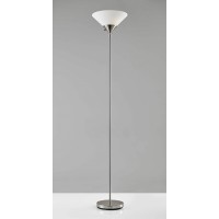 This floor lamp provides efficient ambient lighting for an entire room in a slim design With an ultrathin pole this look can fit well in minimalistic decor Simplicity shines in this look with a brushed steel finish and a tapered frosted plastic shade A pa