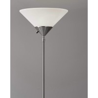 This floor lamp provides efficient ambient lighting for an entire room in a slim design With an ultrathin pole this look can fit well in minimalistic decor Simplicity shines in this look with a brushed steel finish and a tapered frosted plastic shade A pa