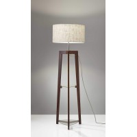 This Shelf Floor Lamp is both functional and stylish With a walnut birch wood frame and a natural textured fabric shade this item exudes modern farmhouse style Two tempered glass shelves provide adequate tabletop storage that is perfect for next to the co