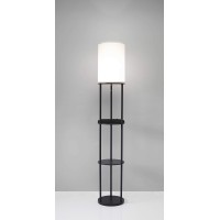 Homeroots Lighting 11 X 11 X 665 Black Wood Station Shelf Floor Lamp