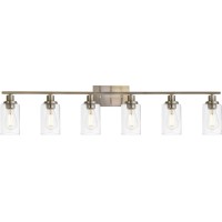 Melucee Modern Bathroom Vanity Light Fixtures 6-Light Brushed Nickel Contemporary Wall Light With Glass Shade For Kitchen Living Room Bedroom